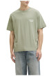 Thumbnail T-shirt en coton olive imprimé à coupe droite pourvu d'un col rond - Image 3