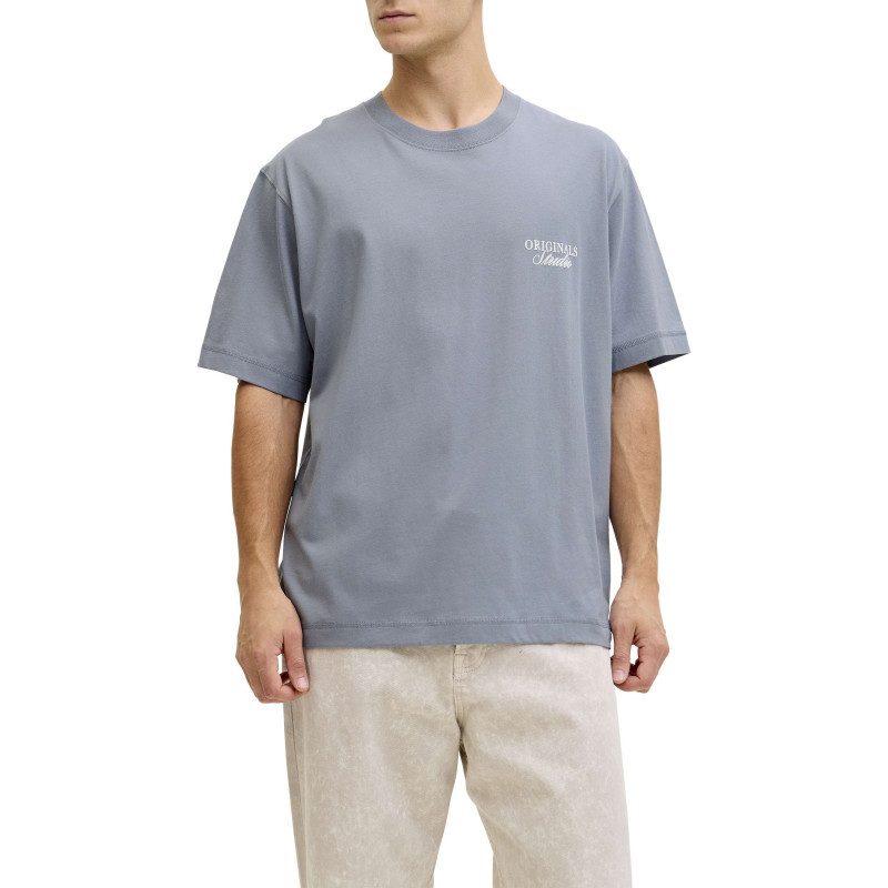 Jack & Jones - T-shirt En Coton Bleu Imprimé à Coupe Droite Pourvu D'un Col Rond - Bleu Jack & Jones - T-shirt En Coton Bleu Imprimé à Coupe Droite Pourvu D'un Col Rond - Bleu