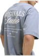 Thumbnail T-shirt en coton bleu imprimé à coupe droite pourvu d'un col rond - Image 2