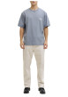 Thumbnail T-shirt en coton bleu imprimé à coupe droite pourvu d'un col rond - Image 3