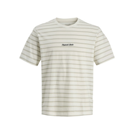 T-shirt en coton biologique beige à rayures...