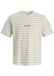 Thumbnail T-shirt en coton biologique beige à rayures pourvu d'un col rond