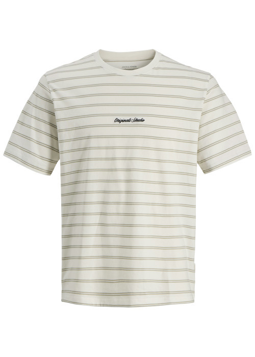 T-shirt en coton biologique beige à rayures...