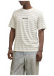 Thumbnail T-shirt en coton biologique beige à rayures pourvu d'un col rond - Image 3
