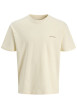 Thumbnail T-shirt en coton beige imprimé à coupe droite pourvu d'un col rond