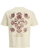 Thumbnail T-shirt en coton beige imprimé à coupe droite pourvu d'un col rond - Image 2