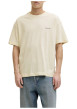 Thumbnail T-shirt en coton beige imprimé à coupe droite pourvu d'un col rond - Image 3
