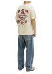 Thumbnail T-shirt en coton beige imprimé à coupe droite pourvu d'un col rond - Image 4