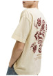 Thumbnail T-shirt en coton beige imprimé à coupe droite pourvu d'un col rond - Image 5