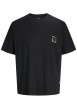 Thumbnail T-shirt en coton noir imprimé à coupe droite pourvu d'un col rond
