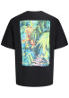 Thumbnail T-shirt en coton noir imprimé à coupe droite pourvu d'un col rond - Image 2