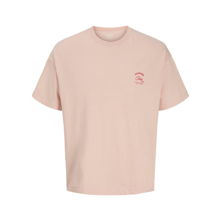 T-shirt en coton rose imprimé à coupe droite...