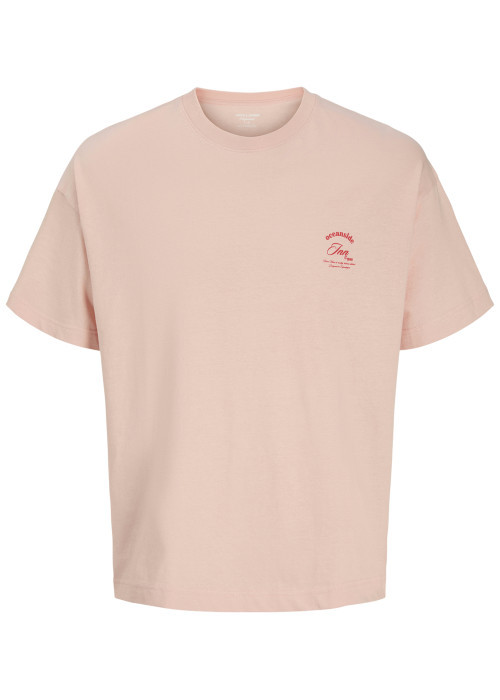 T-shirt en coton rose imprimé à coupe droite...
