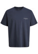Thumbnail T-shirt en coton biologique marine imprimé à coupe droite pourvu d'un col rond