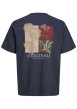 Thumbnail T-shirt en coton biologique marine imprimé à coupe droite pourvu d'un col rond - Image 2