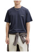 Thumbnail T-shirt en coton biologique marine imprimé à coupe droite pourvu d'un col rond - Image 3