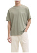 Thumbnail T-shirt en coton biologique olive imprimé à coupe droite pourvu d'un col rond - Image 3