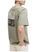 Thumbnail T-shirt en coton biologique olive imprimé à coupe droite pourvu d'un col rond - Image 4