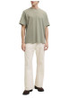 Thumbnail T-shirt en coton biologique olive imprimé à coupe droite pourvu d'un col rond - Image 5