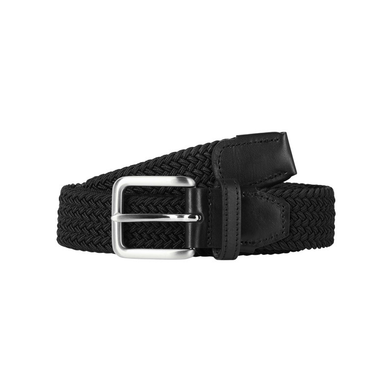 Jack & Jones - Ceinture Noire Texturée Effet Tressé Avec Boucle à Ardillon Argentée - Noir