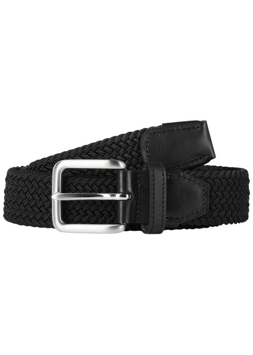 Ceinture noire texturée effet tressé avec boucle à ardillon argentée