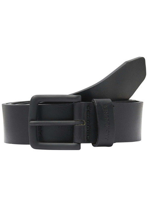 Ceinture en cuir de buffle noire pourvu du nom de la marque sur le passant