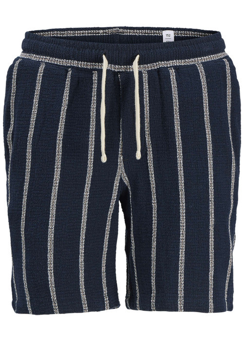 Short chino en coton mélangé marine orné d'un motif à rayures