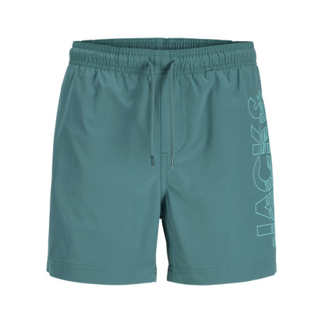 Short de bain turquoise à coupe ajustée pourvu...