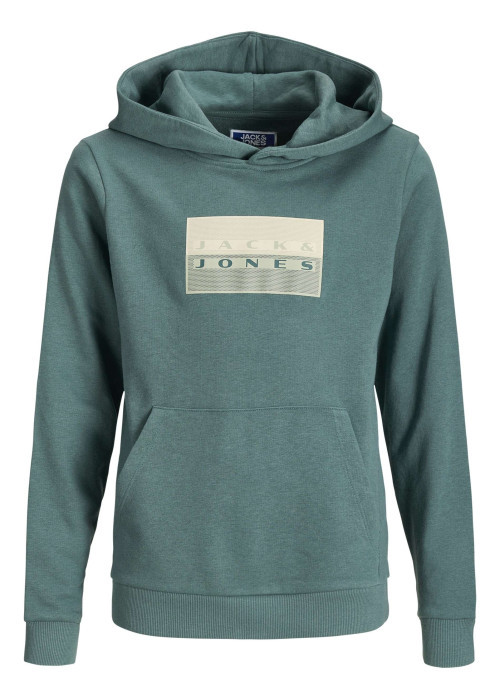 Sweat en coton vert à coupe droite pourvu d'un col à capuche