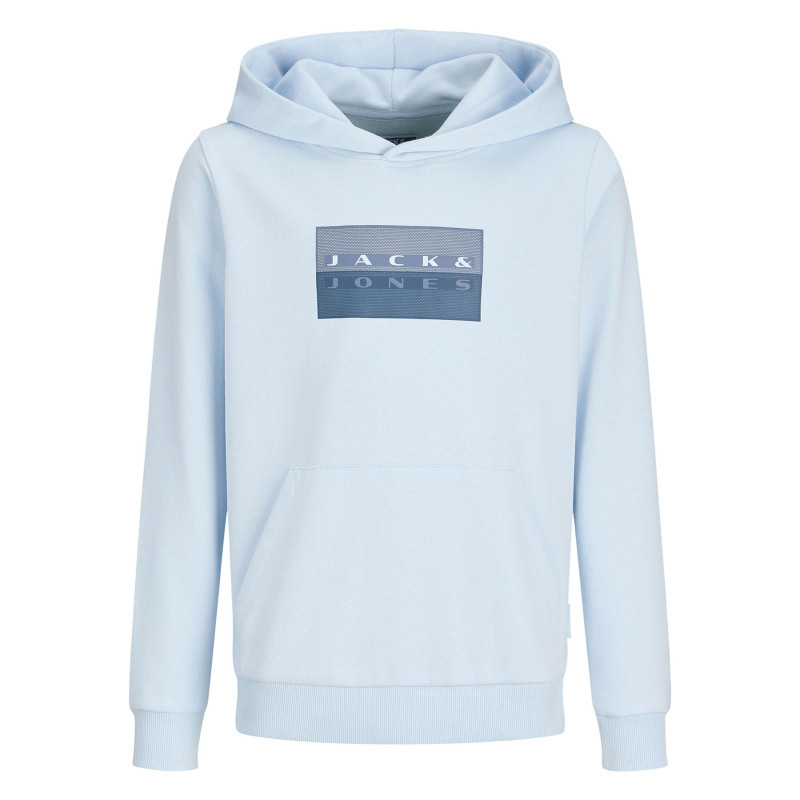 Jack & Jones - Sweat En Coton Bleu Clair à Coupe Droite Pourvu D'un Col à Capuche - Bleu Clair