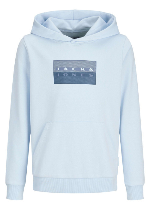Sweat en coton bleu clair à coupe droite pourvu d'un col à capuche