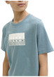 Thumbnail T-shirt en coton vert à coupe droite pourvu d'un col rond côtelé - Image 4
