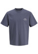 Thumbnail T-shirt en coton marine imprimé à coupe droite pourvu d'un col rond