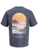 Thumbnail T-shirt en coton marine imprimé à coupe droite pourvu d'un col rond - Image 2