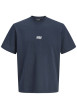 Thumbnail T-shirt marine imprimé à coupe droite pourvu d'un col rond et de manches courtes