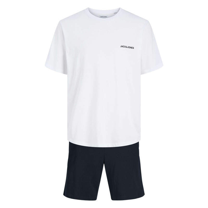 Jack & Jones - Pyjama Court En Coton Blanc Pourvu Du Logo De La Marque Sur La Poitrine - Blanc
