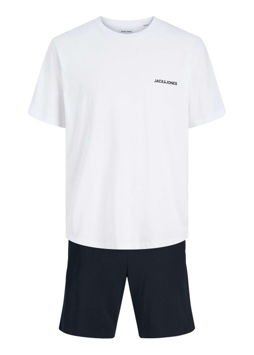 Pyjama court en coton blanc pourvu du logo de la marque sur la poitrine