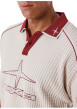 Thumbnail Polo en coton écru avec logo à coupe droite et à col boutonné - Image 3