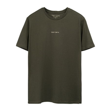 T-shirt en coton vert uni avec une coupe droite...