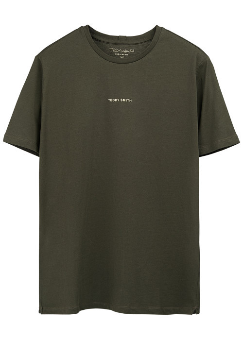 T-shirt en coton vert uni avec une coupe droite...