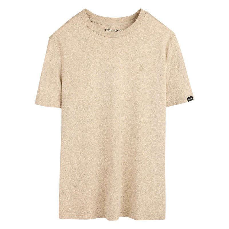 Teddy Smith - T-shirt Beige Uni Avec Un Logo à Coupe Droite Et à Col Rond - Beige Teddy Smith - T-shirt Beige Uni Avec Un Logo à Coupe Droite Et à Col Rond - Beige