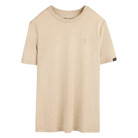 T-shirt beige uni avec un logo à coupe droite...