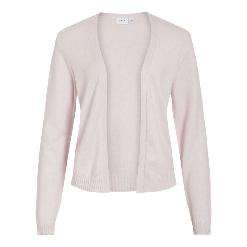 Vila - Gilet Rose Uni Court Avec Une Coupe Droite Et Des Manches Longues - Rose Vila - Gilet Rose Uni Court Avec Une Coupe Droite Et Des Manches Longues - Rose