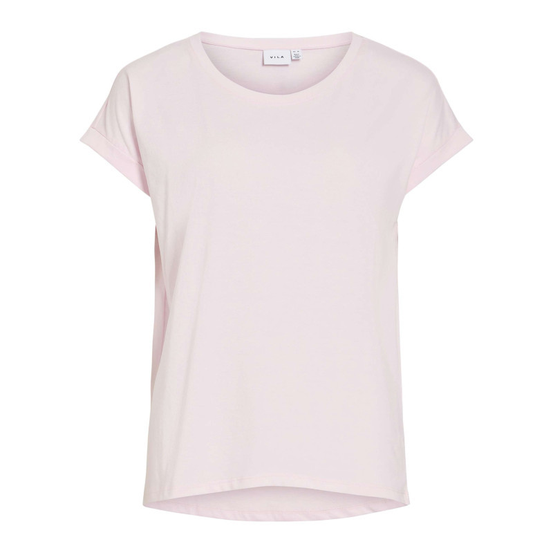 Vila - T-shirt Rose Uni Avec Une Coupe Droite Et Des Manches Courtes - Rose Vila - T-shirt Rose Uni Avec Une Coupe Droite Et Des Manches Courtes - Rose