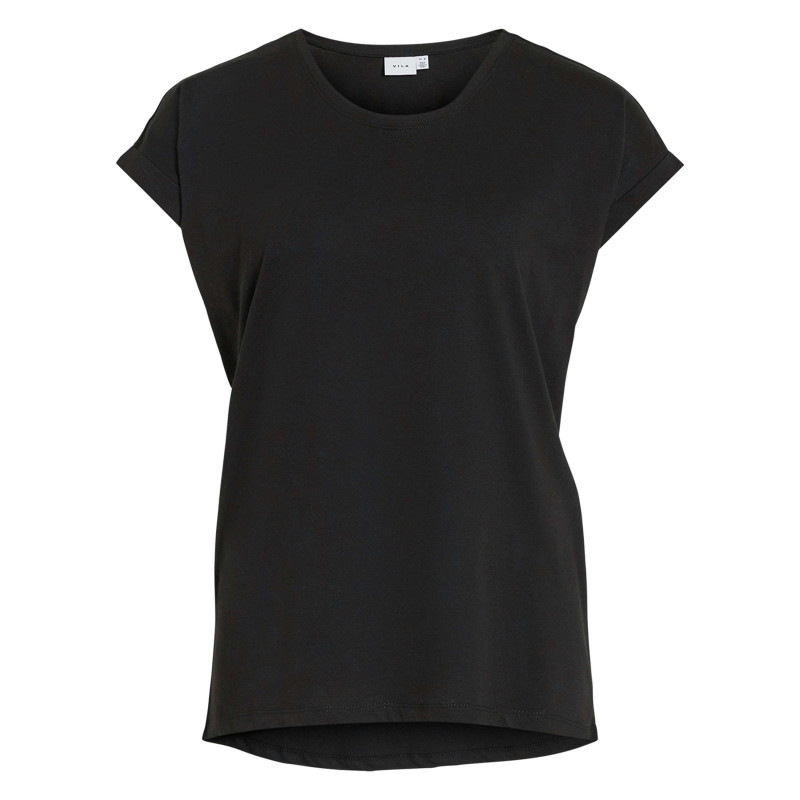 Vila - T-shirt Noir Uni Avec Une Coupe Droite Et Des Manches Courtes - Noir Vila - T-shirt Noir Uni Avec Une Coupe Droite Et Des Manches Courtes - Noir