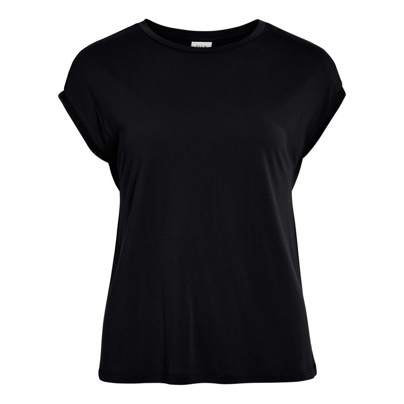 Vila - T-shirt Noir Uni Avec Une Coupe Droite Et Des Manches Courtes - Noir Vila - T-shirt Noir Uni Avec Une Coupe Droite Et Des Manches Courtes - Noir