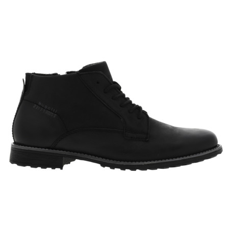 Bottines noires en cuir à talon décroché bas...