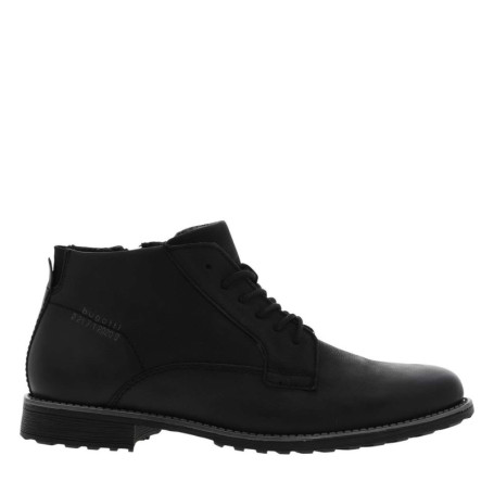 Bottines noires en cuir à talon décroché bas...
