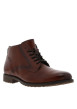 Thumbnail Bottines cognac en cuir à talon décroché bas avec un zip et des lacets ronds - Image 3
