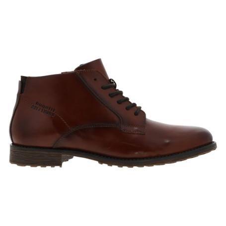 Bottines cognac en cuir à talon décroché bas...